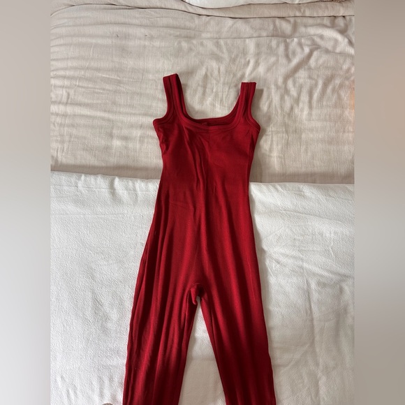 SKIMS RED COTTON RIB TANK CATSUIT - Picture 5 of 7